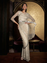 Sora Metal Fringe Sari