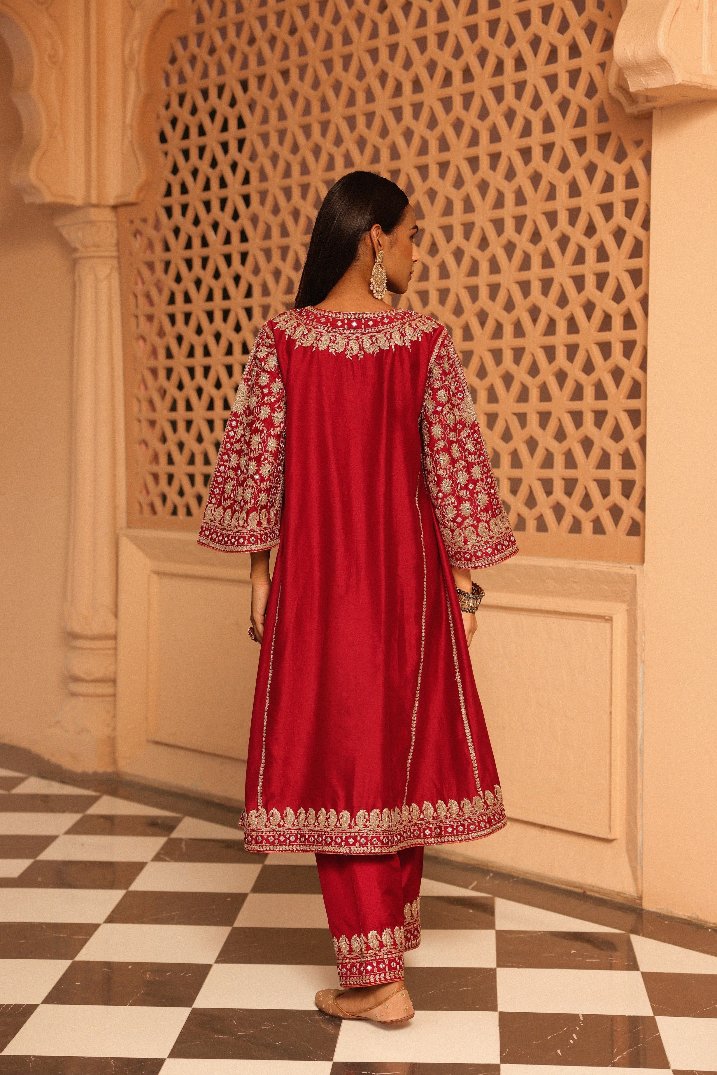 Aiman - Short Knee Length Chauga with Salwar and Odhni