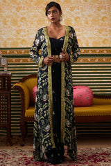 MEHR PRINTED DRAPE SKIRT SET WITH JACKET