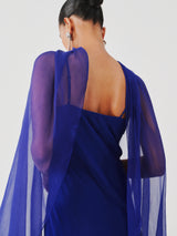 Tyra Slip Dress in Blue with Scarf