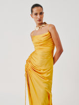 Sunny Yellow Spagetti Draped Dress