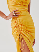 Sunny Yellow Spagetti Draped Dress