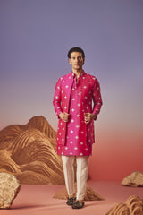 Gul - Silk Embroidery Nehru Jacket Set