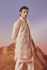 Seher - Silk Embroidery Nehru Jacket Set