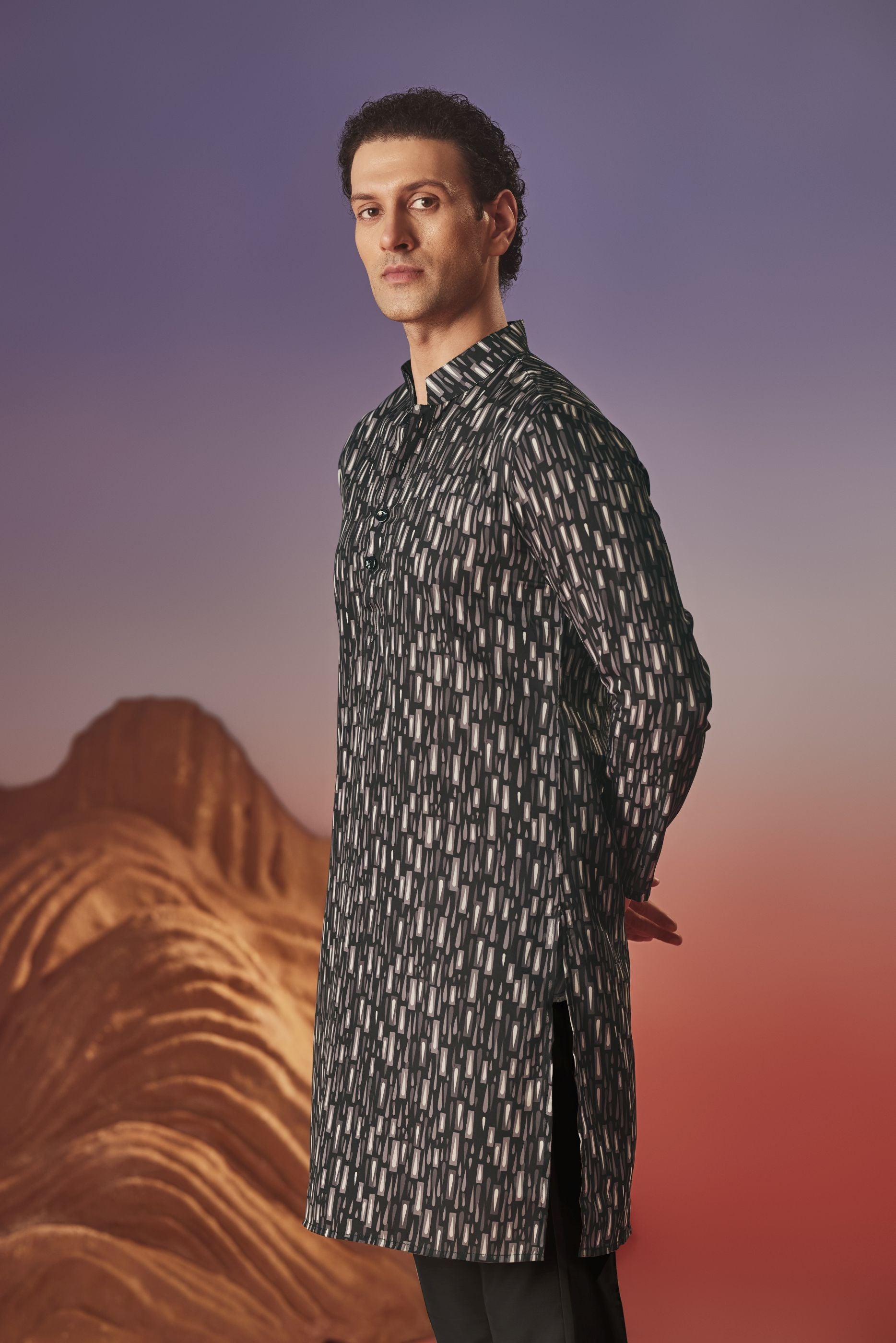 Dark Canvas - Silk Kurta