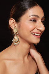 Gold Plated Meenakari Kundan Dangle Earrings