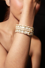 Gold Plated Kundan Polki With Beads Screw Openable Bangles, Set of 2