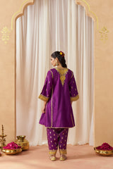 Maahgul Deep Purple Kalidaar Chauga with Salwar and Dupatta