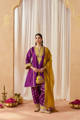 Maahgul Deep Purple Kalidaar Chauga with Salwar and Dupatta