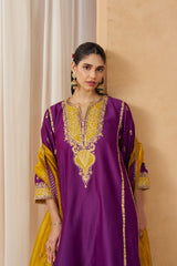 Maahgul Deep Purple Kalidaar Chauga with Salwar and Dupatta