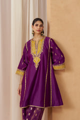 Maahgul Deep Purple Kalidaar Chauga with Salwar and Dupatta