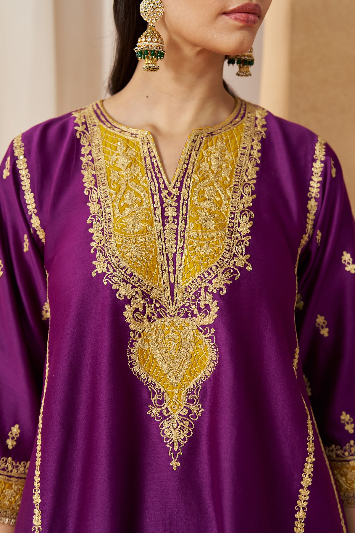 Maahgul Deep Purple Kalidaar Chauga with Salwar and Dupatta