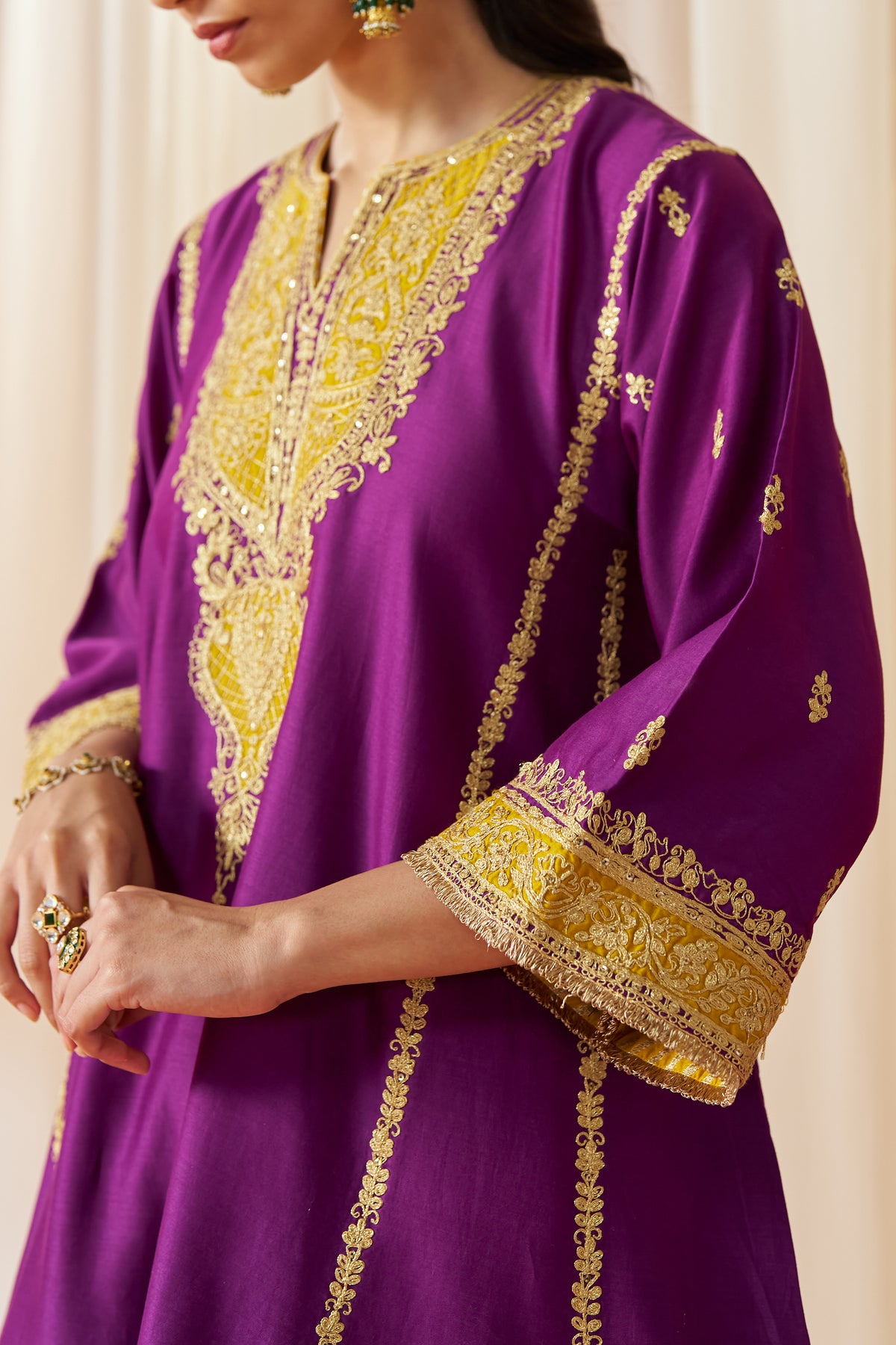 Maahgul Deep Purple Kalidaar Chauga with Salwar and Dupatta