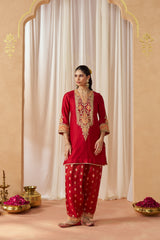 Adeela Deep Red Kurta with Salwar and Dupatta