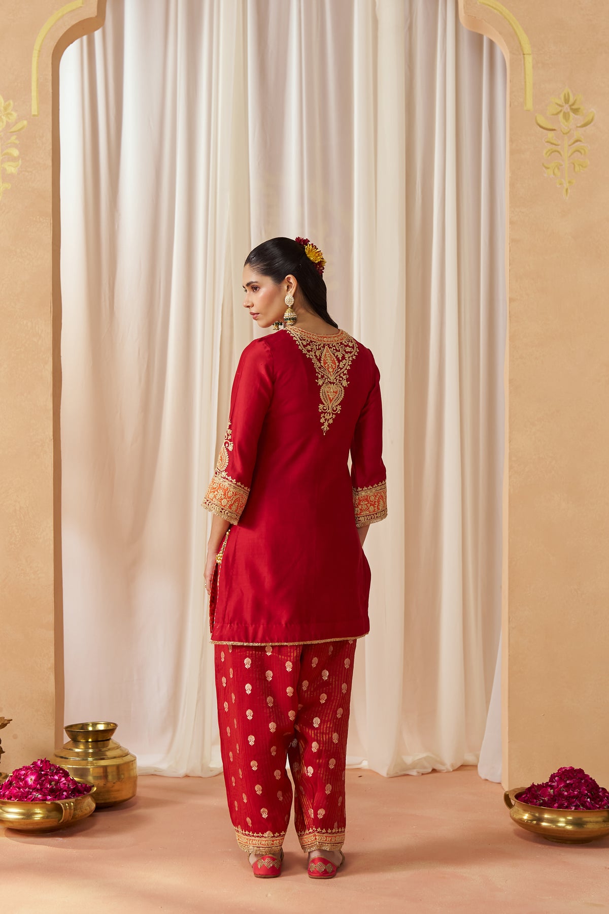 Adeela Deep Red Kurta with Salwar and Dupatta