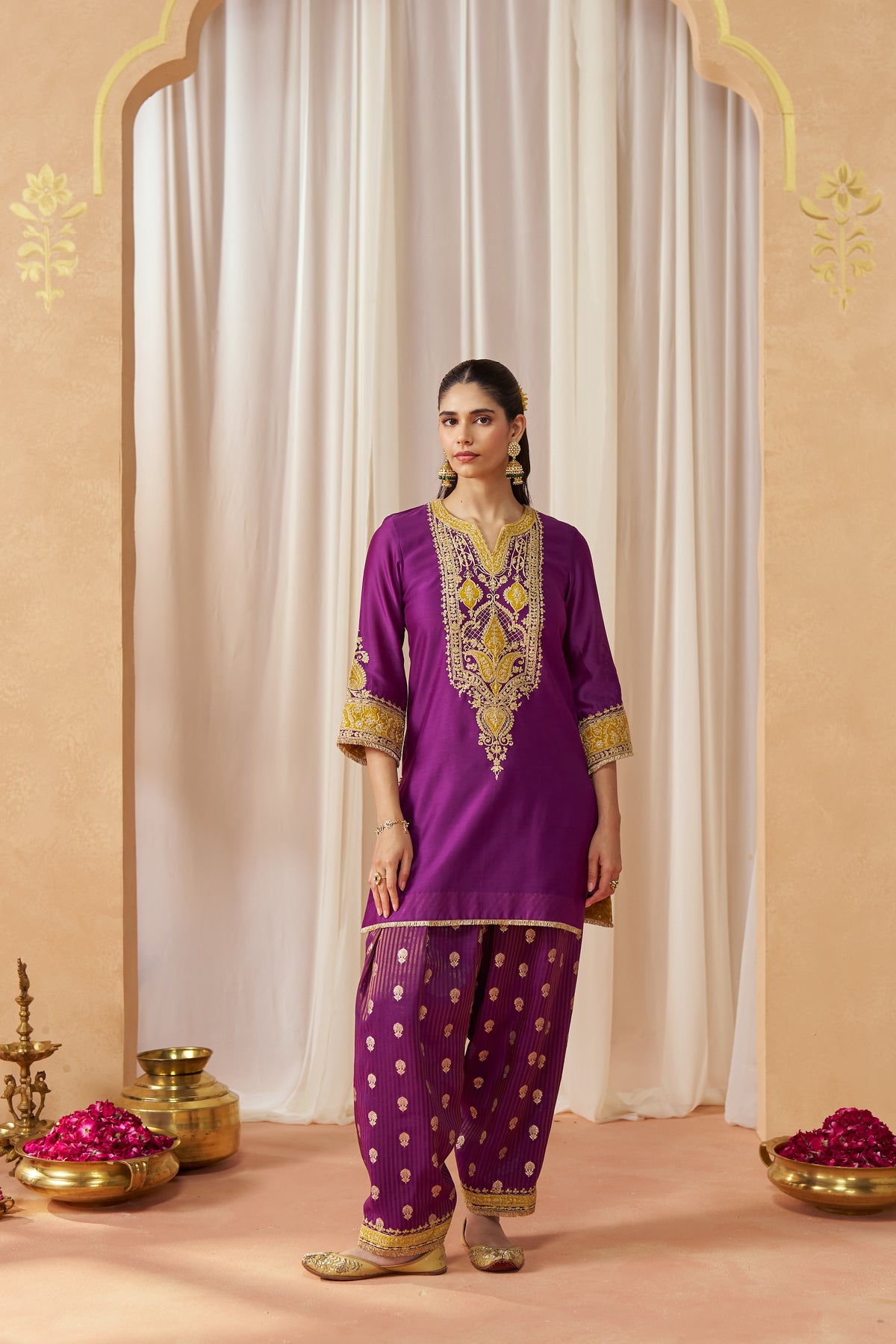 Adeela Deep Purple Kurta with Salwar and Dupatta
