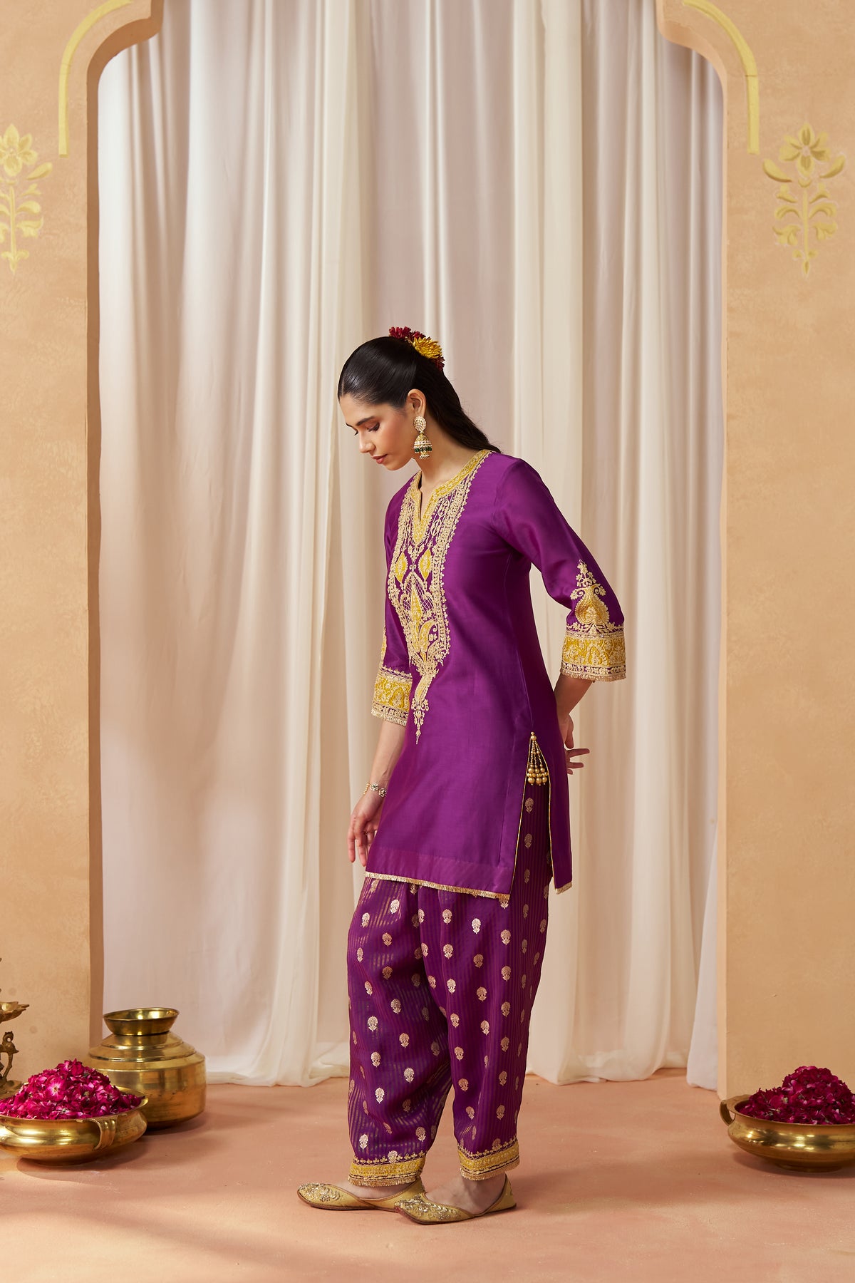 Adeela Deep Purple Kurta with Salwar and Dupatta