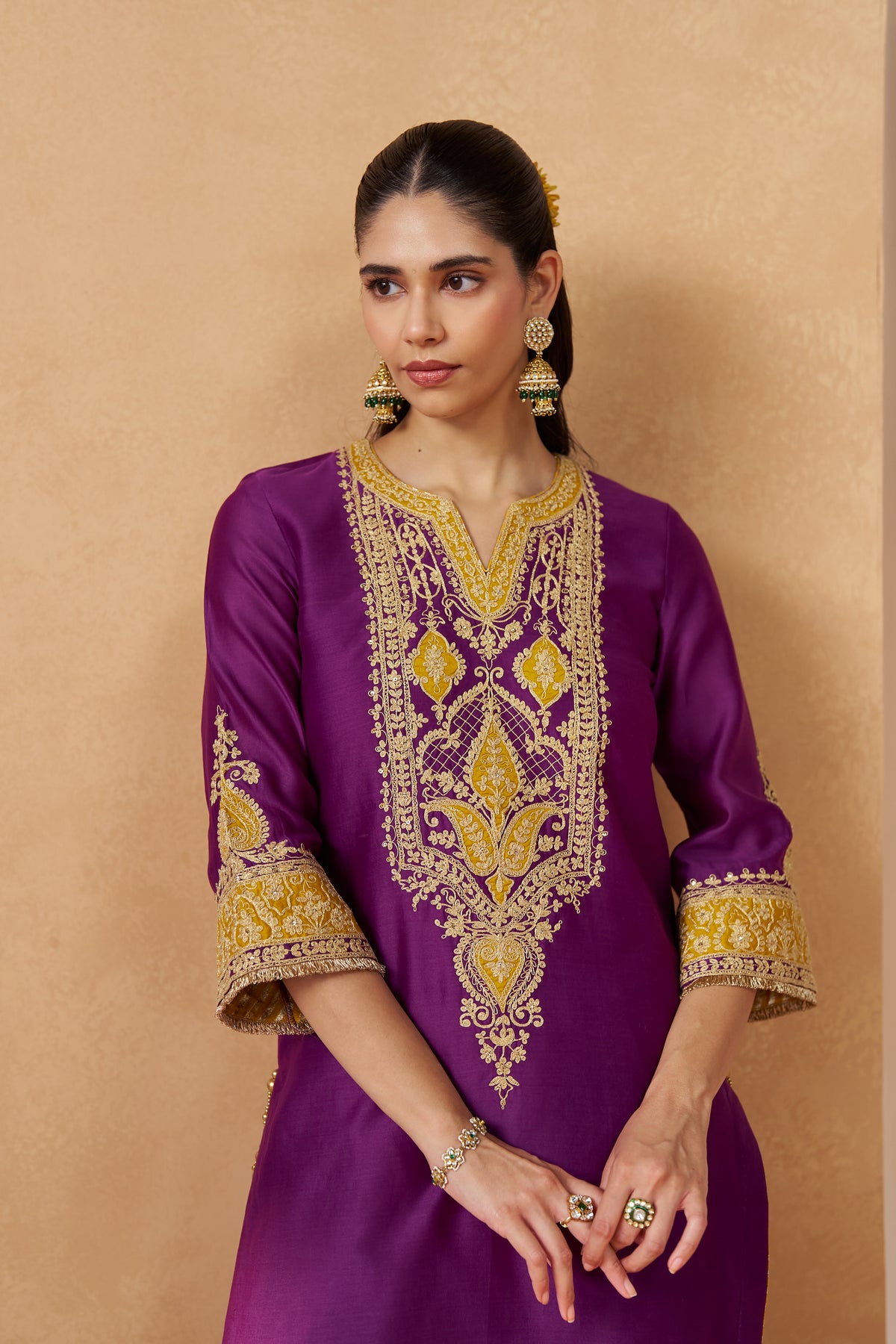 Adeela Deep Purple Kurta with Salwar and Dupatta