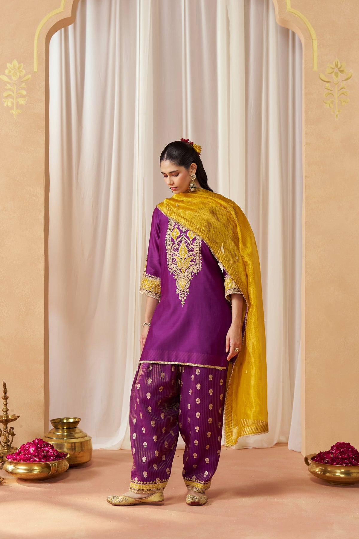 Adeela Deep Purple Kurta with Salwar and Dupatta