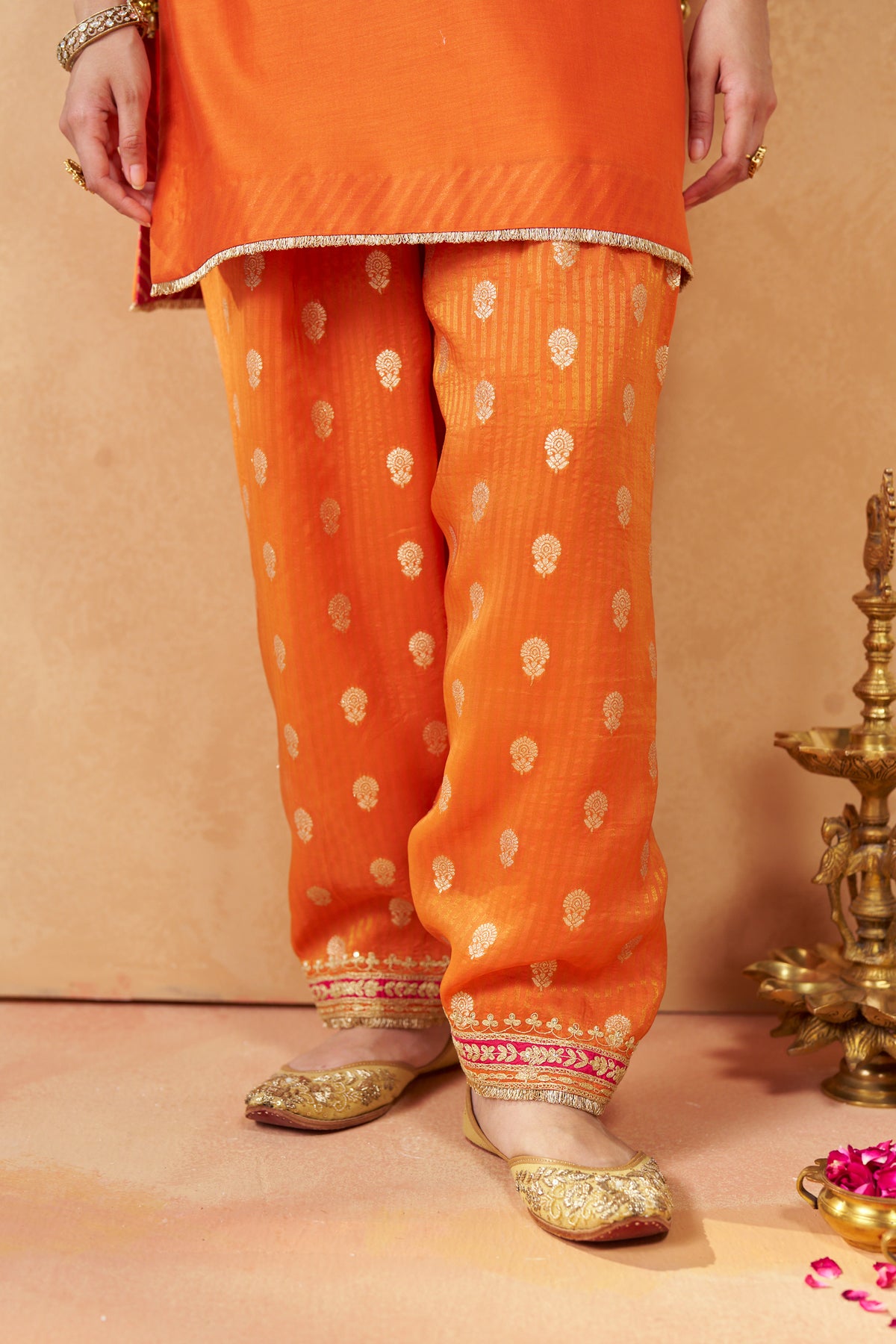 Adeela Burnt Orange Kurta with Salwar and Dupatta