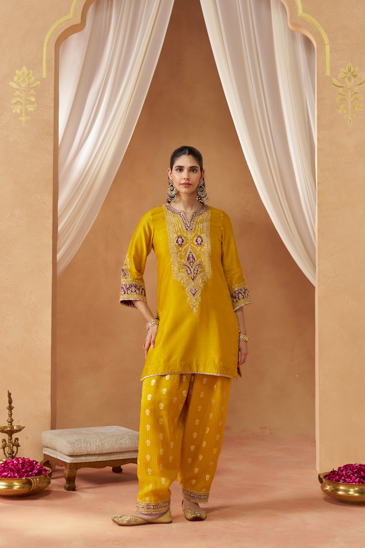 Adeela Mustard Kurta with Salwar and Dupatta
