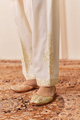 REEM - DAISY IVORY SHORT CHOGA WITH DOGRI SALWAR AND DUPATTA