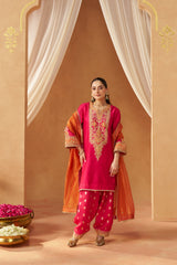 Adeela Hotpink Kurta with Salwar and Dupatta