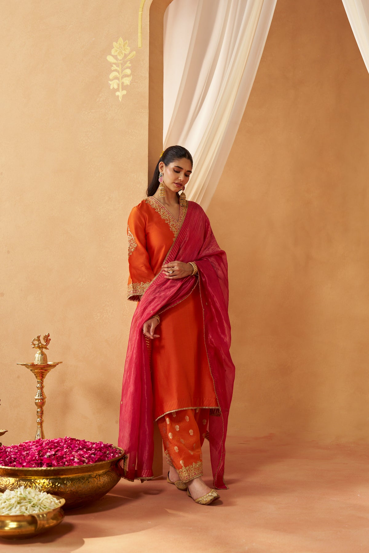 Liana Burnt Chauga with Salwar and Dupatta
