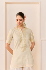 ANAISHA -DAISY IVORY SHORT KURTA WITH FARSHI SALWAR AND DUPATTA