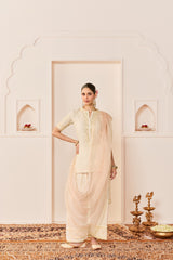 ANAISHA -DAISY IVORY SHORT KURTA WITH FARSHI SALWAR AND DUPATTA