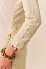 YASNEEN -DAISY IVORY SHORT KURTA WITH GARARA AND DUPATTA