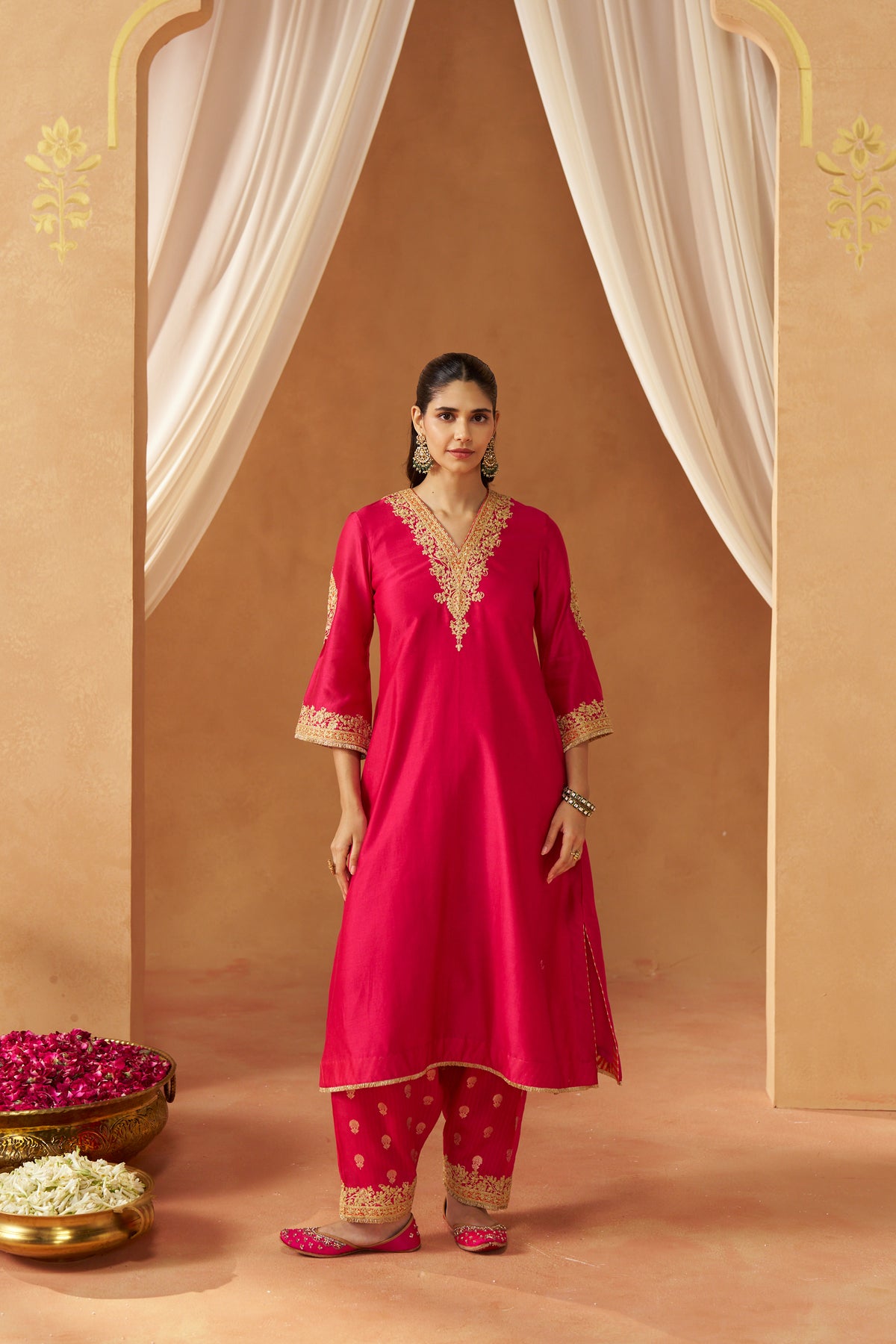 Liana Hotpink Chauga with Dupatta