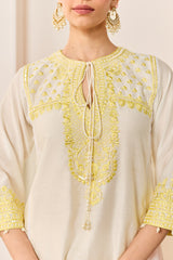 ARSHIYA - DAISY IVORY WITH LEMON YELLOW CHOGA WITH SALWAR