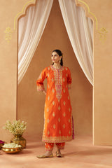 Mubina Burnt Orange Kurta with Salwar and Dupatta