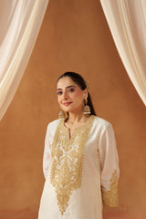 Adeela Daisy Ivory Kurta with Salwar and Dupatta