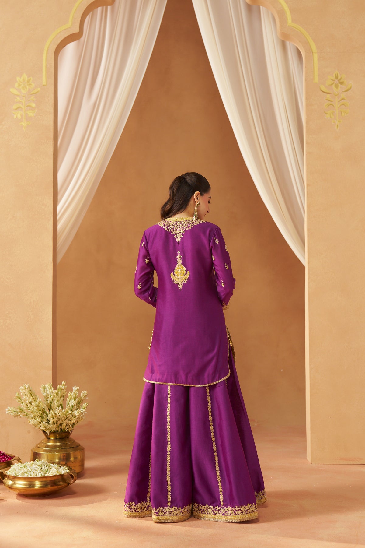 Fadiya Deep Purple Kurta with Sharara and Dupatta