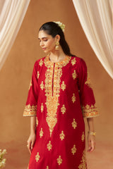 Mubina Deep Red Kurta with Salwar and Dupatta