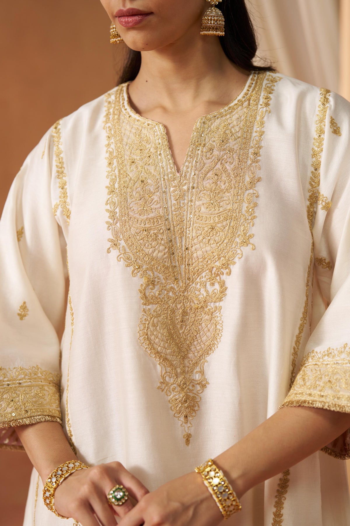 Maahgul Daisy Ivory Kalidaar Chauga with Salwar and Dupatta
