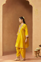 Maahgul Mustard Kalidaar Chauga with Salwar and Dupatta