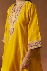 Maahgul Mustard Kalidaar Chauga with Salwar and Dupatta