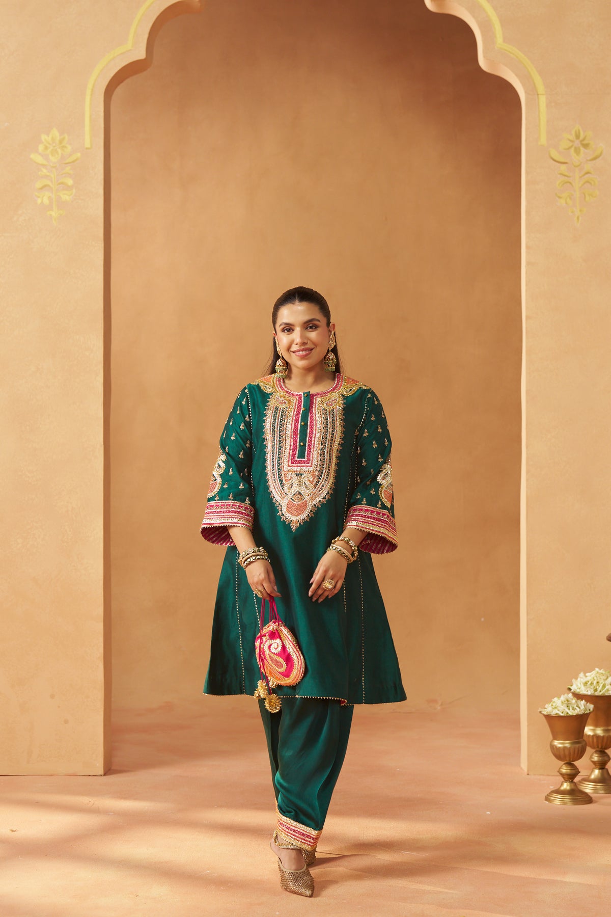 Riva Emerald Green Chauga with Salwar