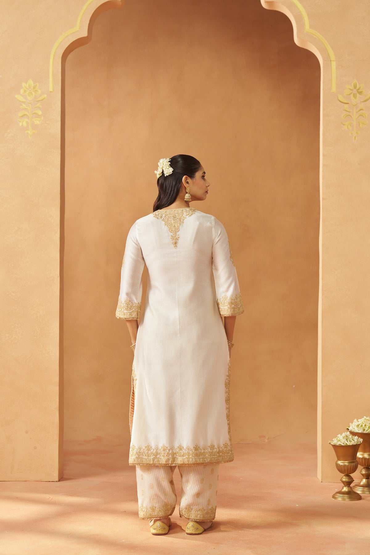 Mubina Daisy Ivory Kurta with Salwar and Dupatta