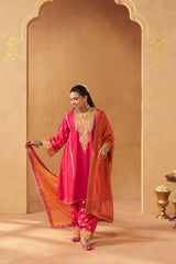 Maahgul Hotpink Kalidaar Chauga with Salwar and Dupatta
