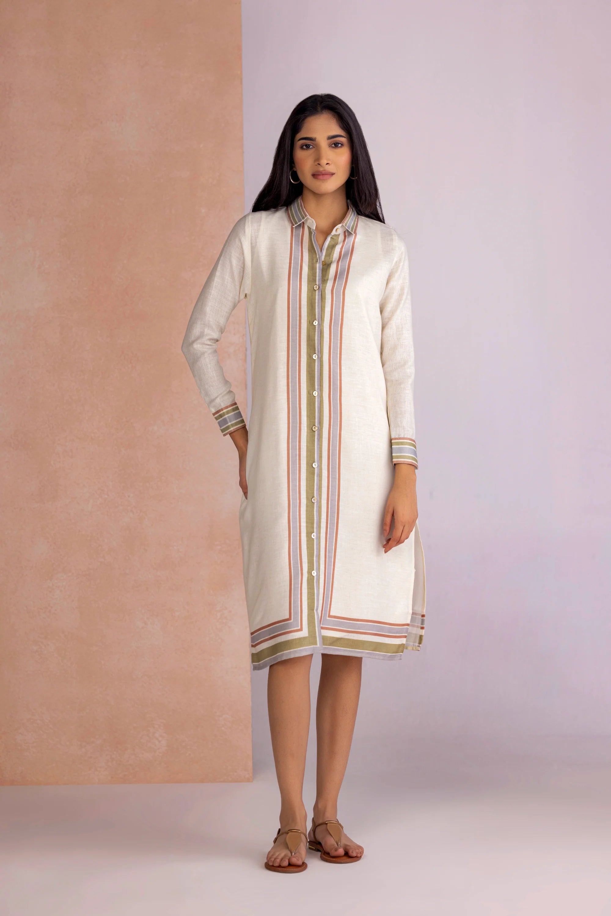 Stripe Drama Shirt Dress