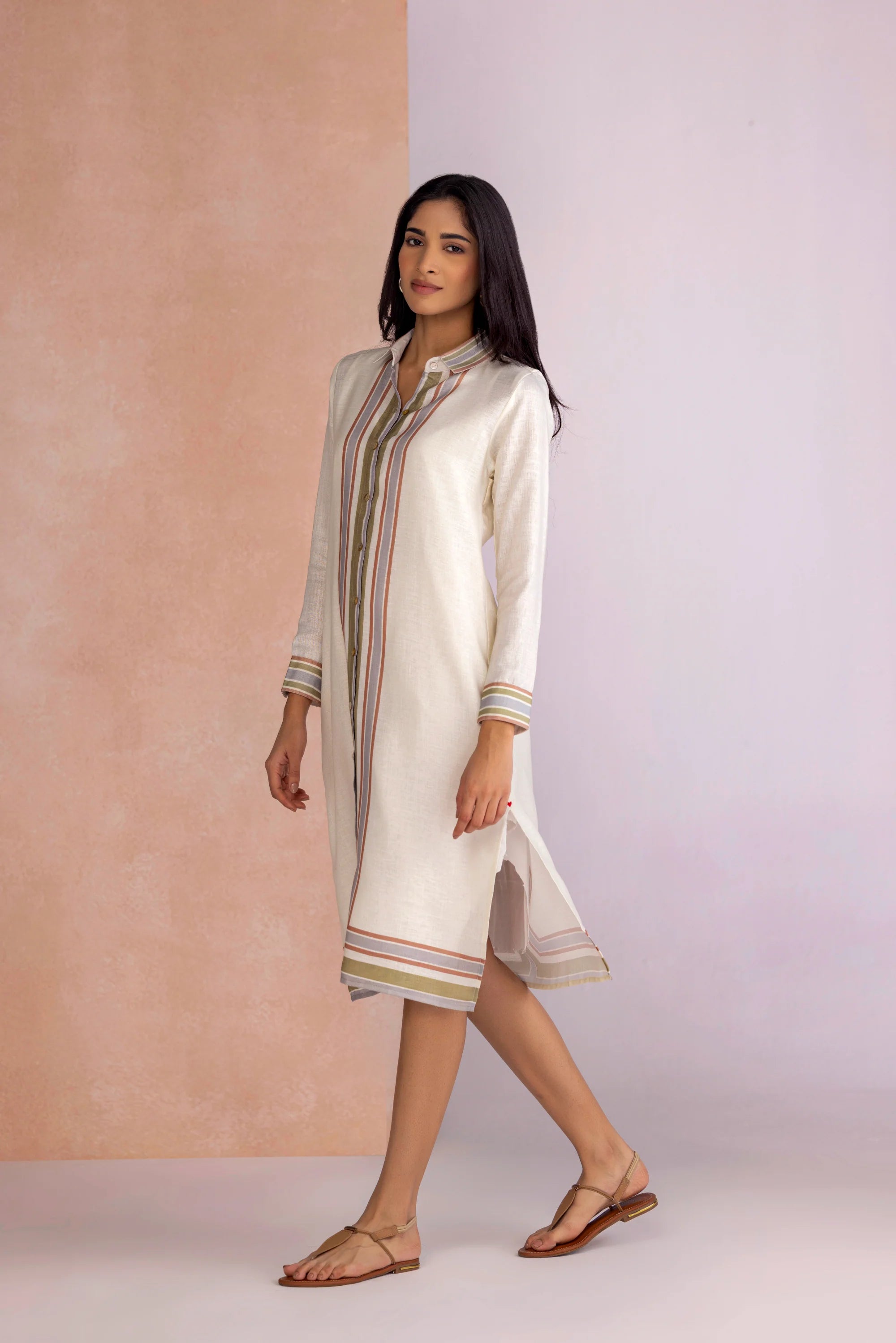 Stripe Drama Shirt Dress