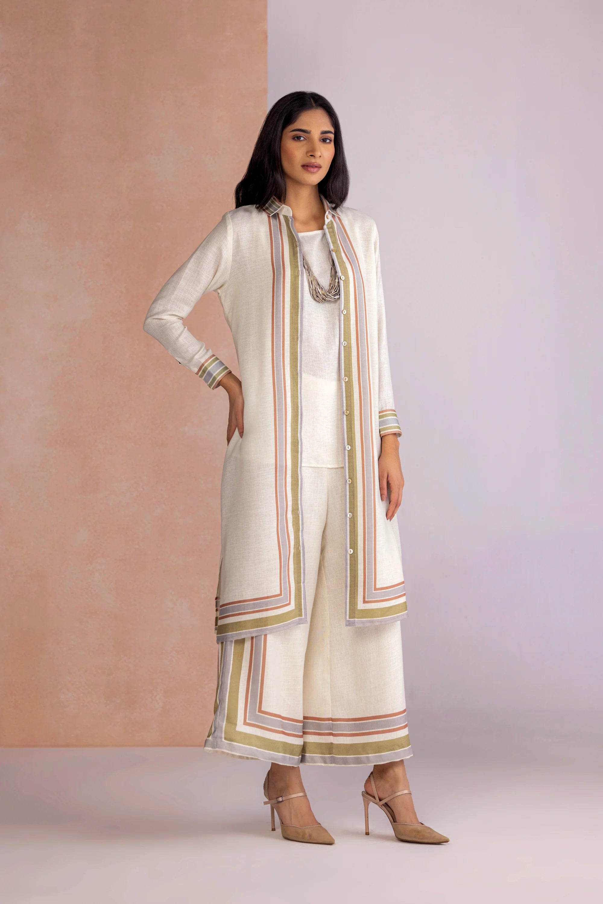 Stripe Drama Jacket Set