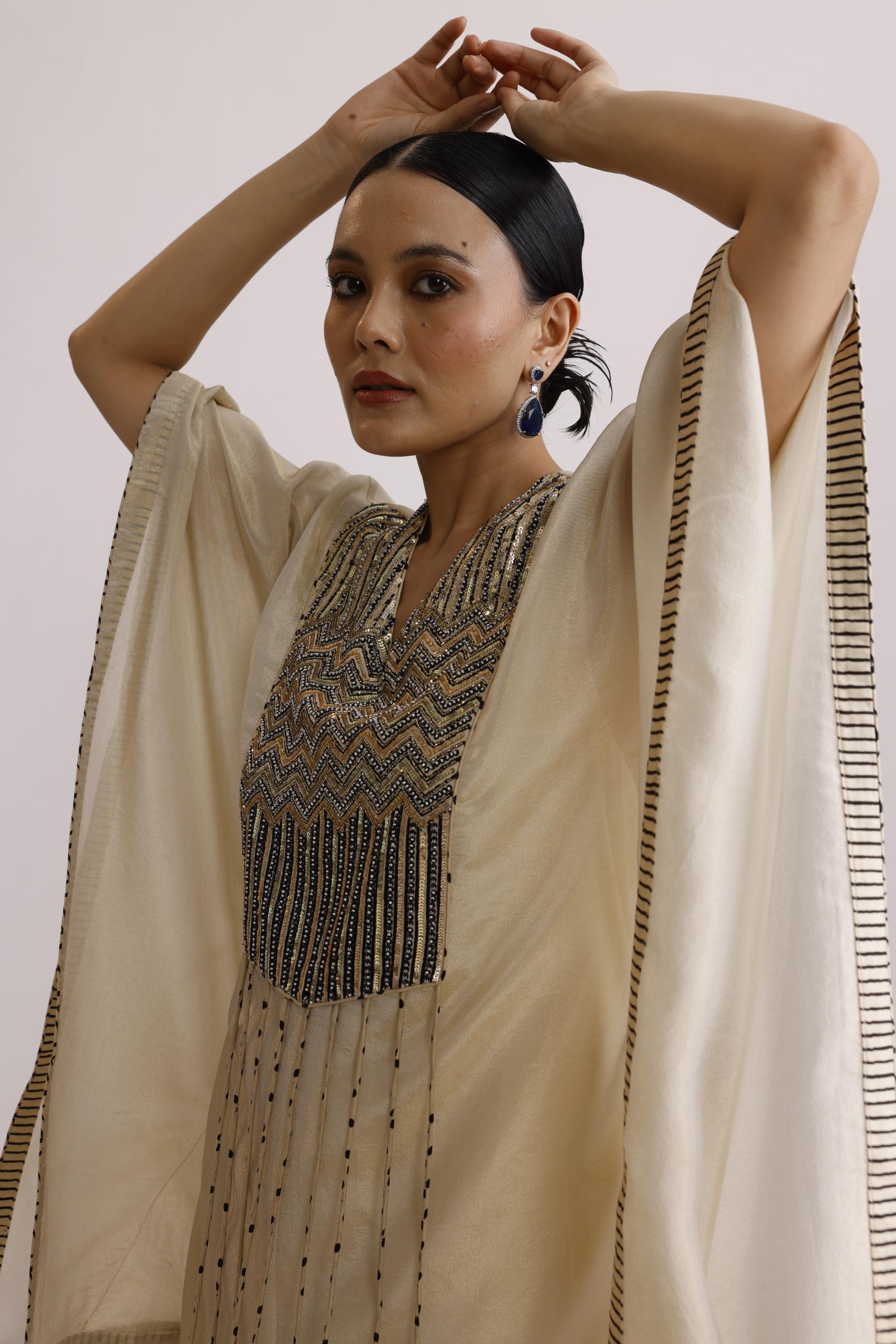 IVORY KAFTAN TOP WITH SHARARA