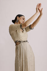 IVORY DRAPED ONE PIECE WITH RUFFLE DUPATTA