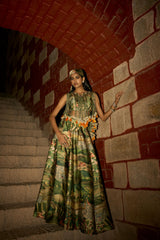Tales of the Tropics – Jungle Print Skirt Set with Handcrafted Dori & Shell Tassel Detailing