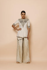 SHIMMER TISSUE JACKET WITH CRUSH PANTS
